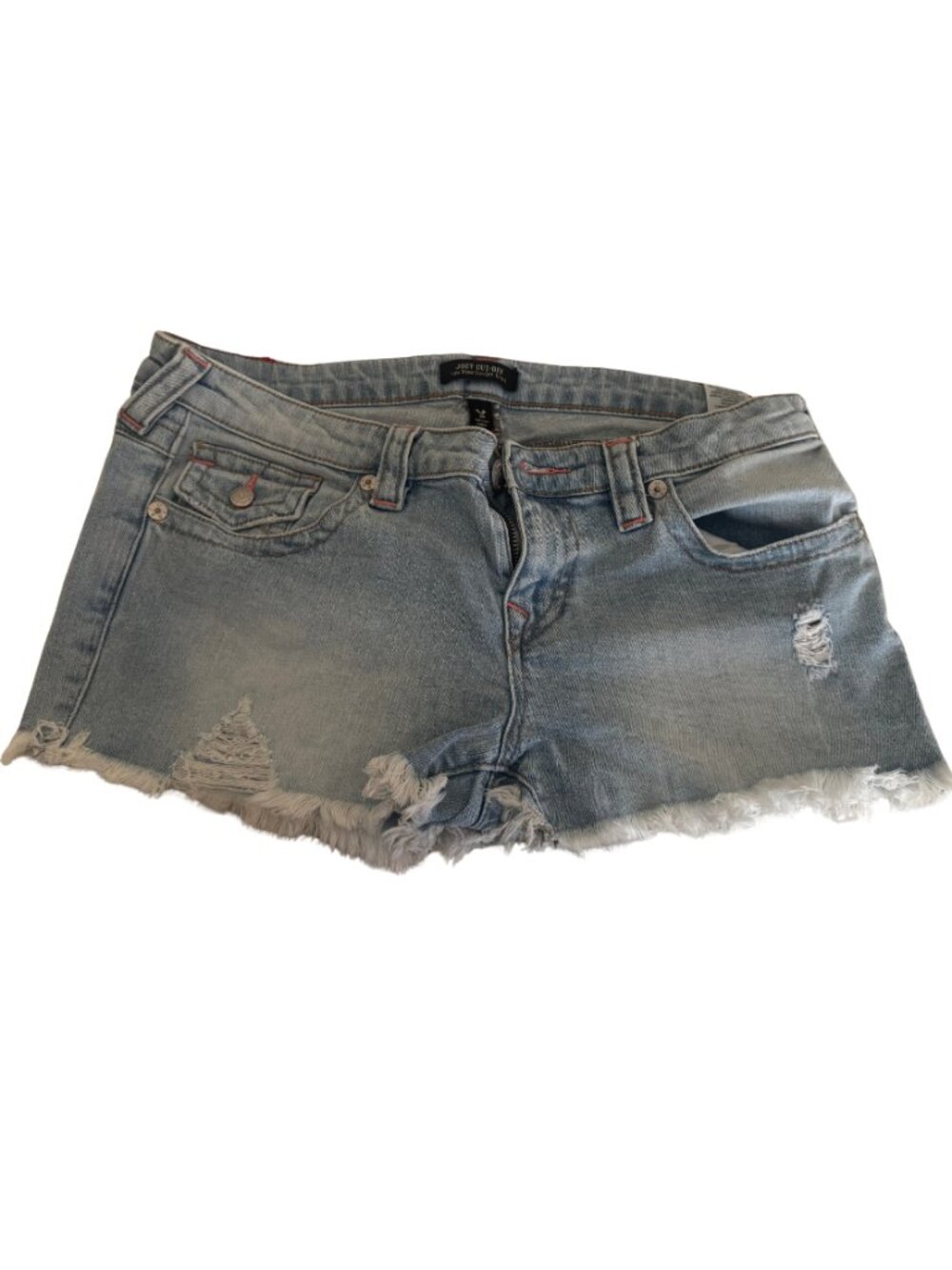 True Religion Joey Cut-Off Shorts 29 Low Rise Distressed Light Wash Y2K